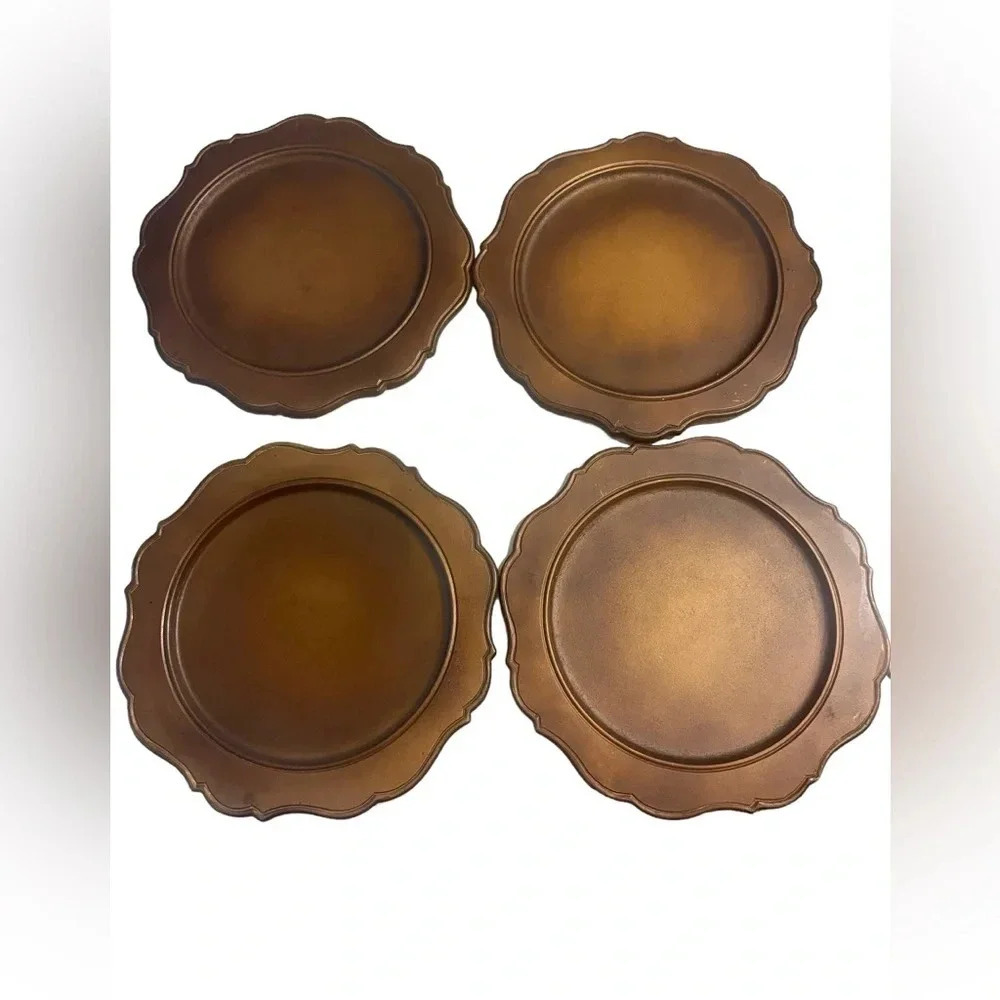 Large Wooden Style Round Platters - Baroque Tray - Table Centerpieces Set Of 4